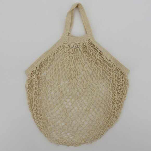 Eco Bags Natural Cotton Beige Mesh String Net Tote Bag Produce Shopping Reusable - Picture 8 of 9